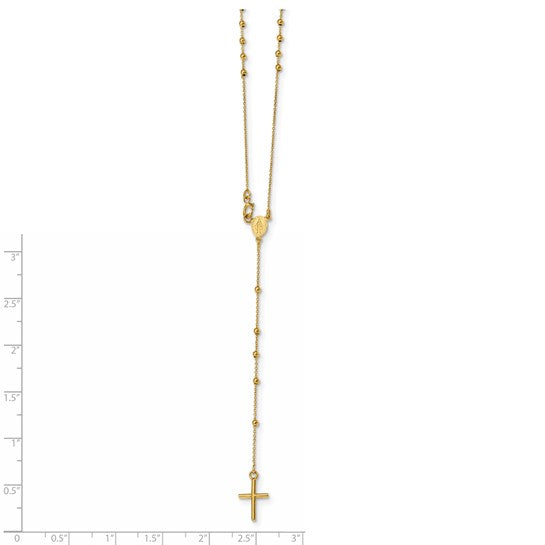 14kt Yellow Gold Polished Beaded Rosary 16.5 inch Necklace