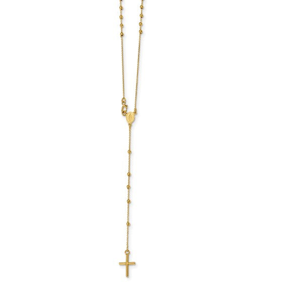 14kt Yellow Gold Polished Beaded Rosary 16.5 inch Necklace