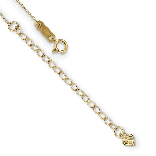 14kt Yellow Gold Polished 2-Strand D/C Cross & Heart w/2in. Ext. Necklace