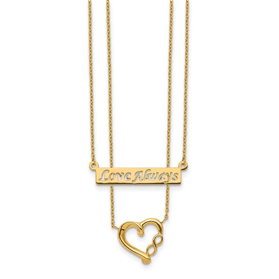 14kt Yellow Gold Two-Strand Polished Love Always Heart Necklace