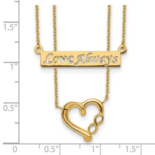 14kt Yellow Gold Two-Strand Polished Love Always Heart Necklace