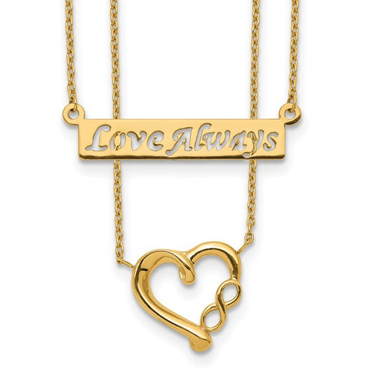14kt Yellow Gold Two-Strand Polished Love Always Heart Necklace