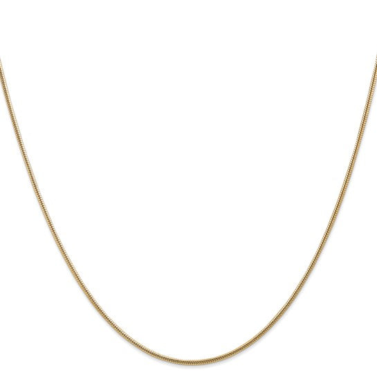 14KT Yellow Gold 26 inch 1.6mm Round Snake Lobster Clasp Chain