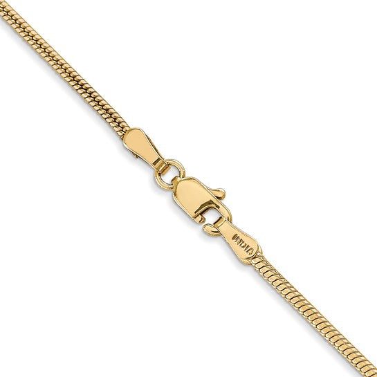 14KT Yellow Gold 26 inch 1.6mm Round Snake Lobster Clasp Chain
