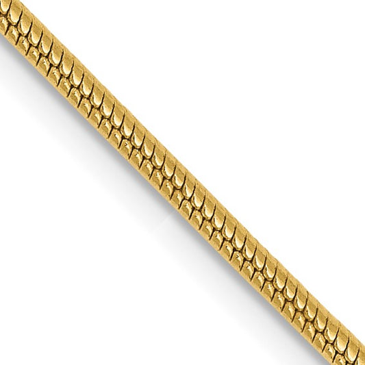 14KT Yellow Gold 26 inch 1.6mm Round Snake Lobster Clasp Chain