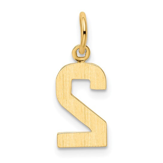 14kt Yellow Gold Small Polished Number 2 Charm