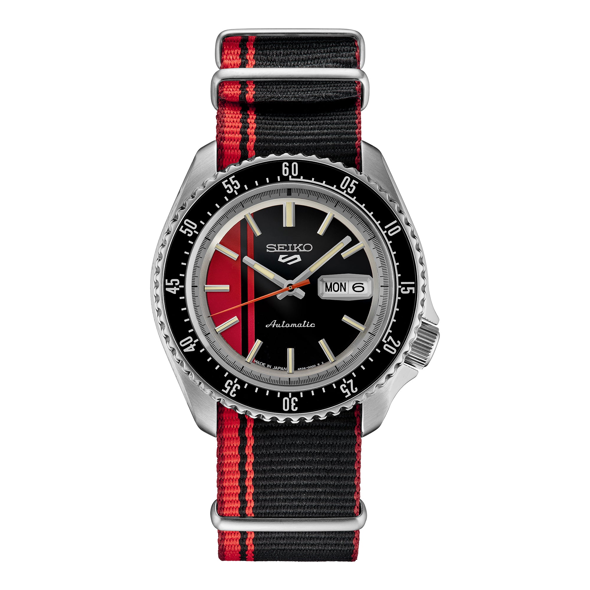 Seiko Men's 5 Sports SS Automatic Red/Black Dial Watch