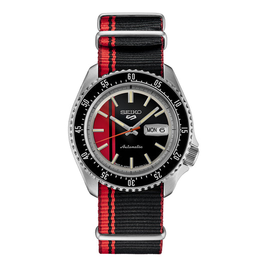 Seiko Men's 5 Sports SS Automatic Red/Black Dial Watch