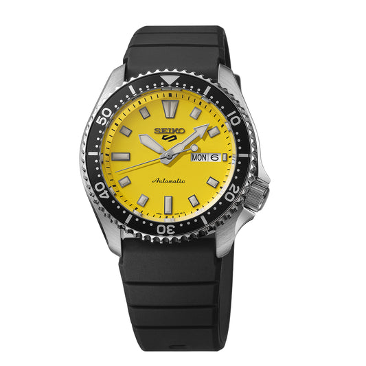 Seiko Men's 5 Sports SS Automatic Yellow Dial Watch
