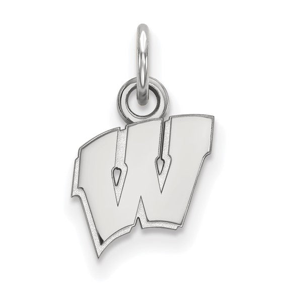 10kt White Gold LogoArt University of Wisconsin Letter W Extra Small Pendant