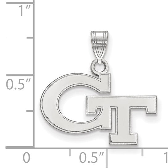 14kt White Gold LogoArt Georgia Institute of Technology G-T Small Pendant