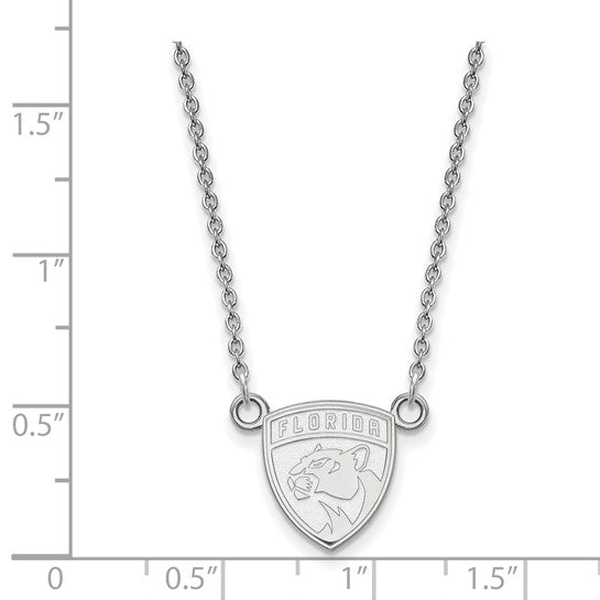14kt White Gold NHL LogoArt Florida Panthers Small Pendant 18 inch Necklace