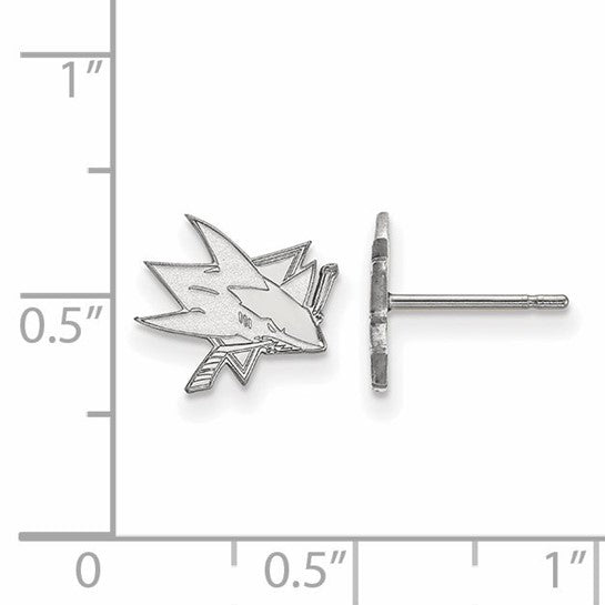 14kt White Gold NHL LogoArt San Jose Sharks Extra Small Post Earrings