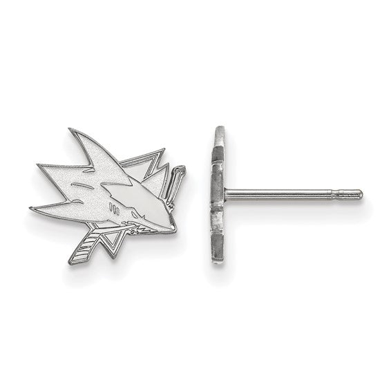14kt White Gold NHL LogoArt San Jose Sharks Extra Small Post Earrings