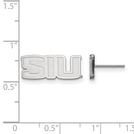 14kt White Gold LogoArt Southern Illinois University S-I-U Extra Small Post Earrings