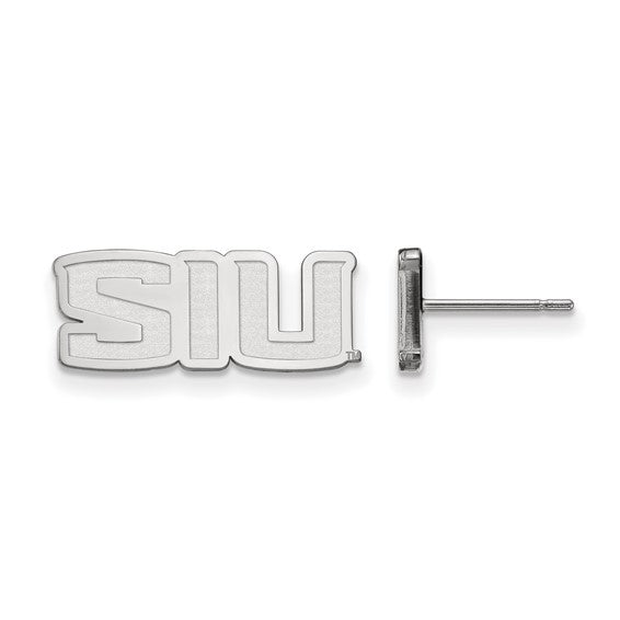 14kt White Gold LogoArt Southern Illinois University S-I-U Extra Small Post Earrings