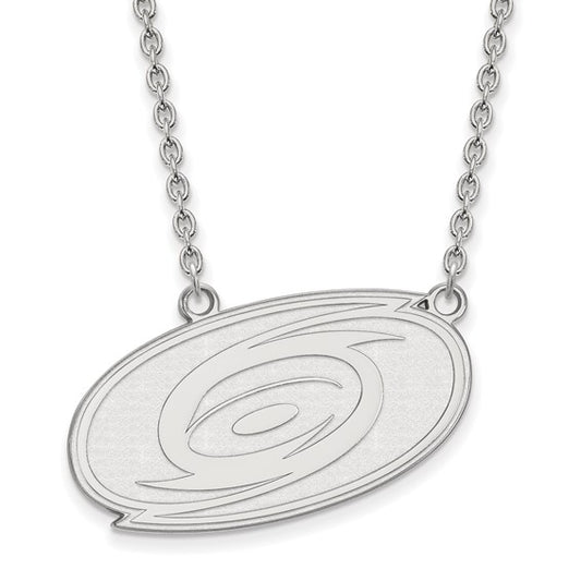 14kt White Gold NHL LogoArt Carolina Hurricanes Large Pendant 18 inch Necklace