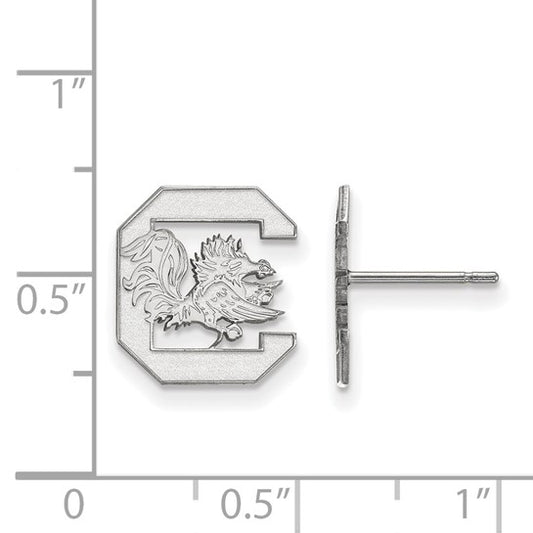 14kt White Gold LogoArt University of South Carolina Small Post Earrings