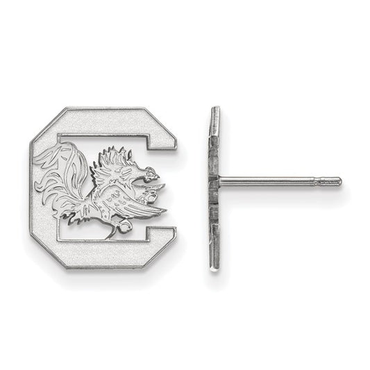 14kt White Gold LogoArt University of South Carolina Small Post Earrings