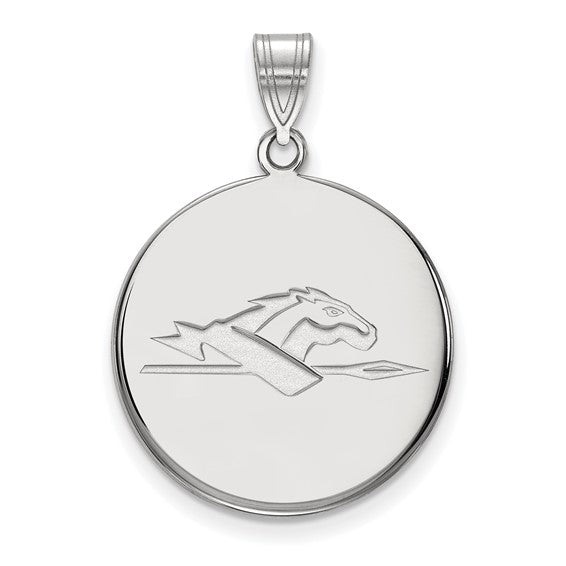 10kt White Gold LogoArt Longwood University Horse Large Disc Pendant