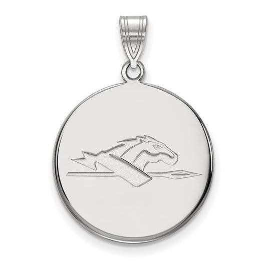 10kt White Gold LogoArt Longwood University Horse Large Disc Pendant