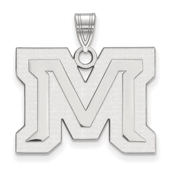 10kt White Gold LogoArt Montana State University Letter M Large Pendant