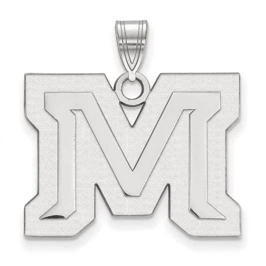 10kt White Gold LogoArt Montana State University Letter M Large Pendant