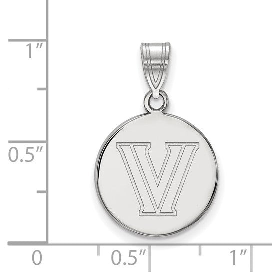 14kt White Gold LogoArt Villanova University Letter V Medium Disc Pendant