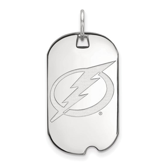 14kt White Gold NHL LogoArt Tampa Bay Lightning Small Dog Tag Pendant