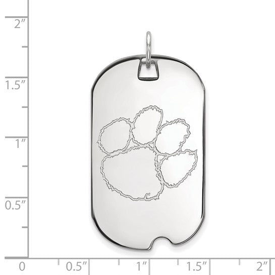 14kt White Gold LogoArt Clemson University Tiger Paw Large Dog Tag Pendant
