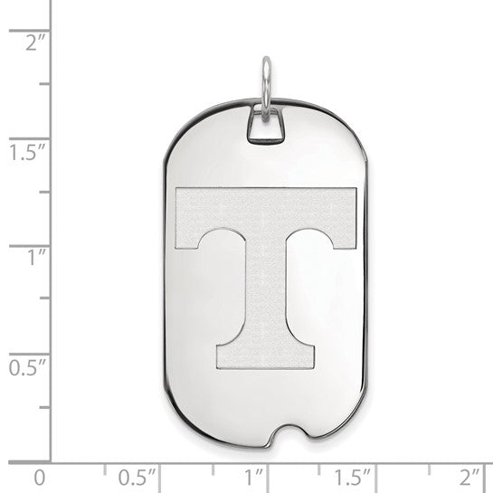 10kt White Gold LogoArt University of Tennessee Letter T Large Dog Tag Pendant