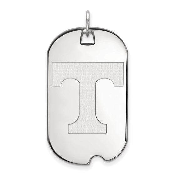 10kt White Gold LogoArt University of Tennessee Letter T Large Dog Tag Pendant