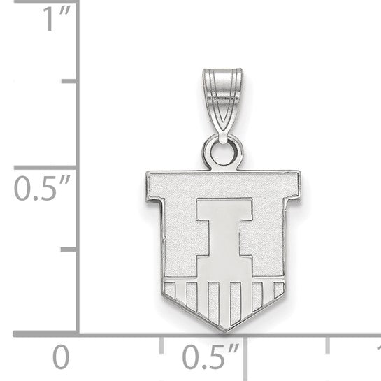 14kt White Gold LogoArt University of Illinois Victory Badge Small Pendant