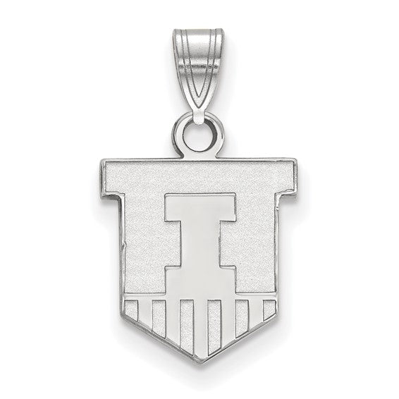 14kt White Gold LogoArt University of Illinois Victory Badge Small Pendant