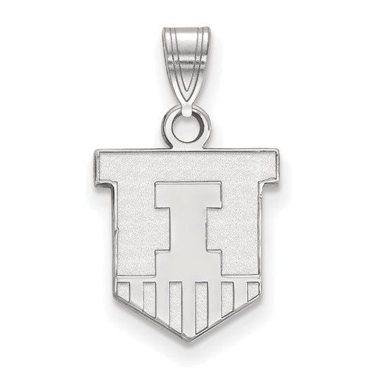 14kt White Gold LogoArt University of Illinois Victory Badge Small Pendant