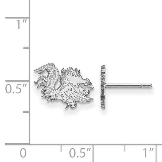 10kt White Gold LogoArt University of South Carolina Gamecock Extra Small Post Earrings