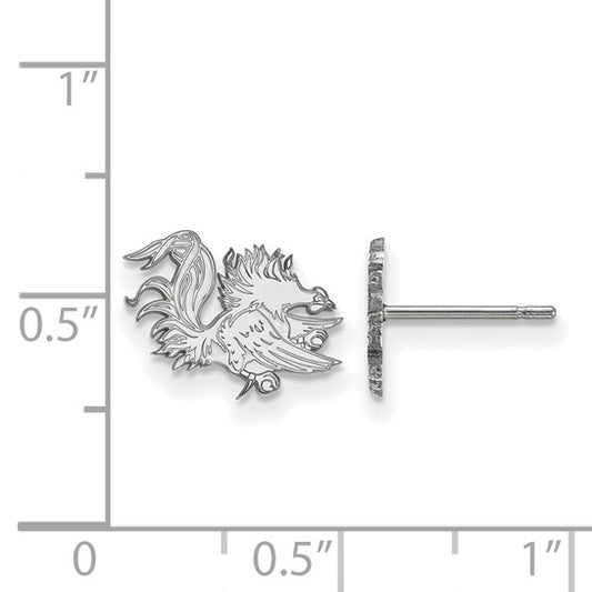 10kt White Gold LogoArt University of South Carolina Gamecock Extra Small Post Earrings