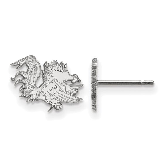 10kt White Gold LogoArt University of South Carolina Gamecock Extra Small Post Earrings