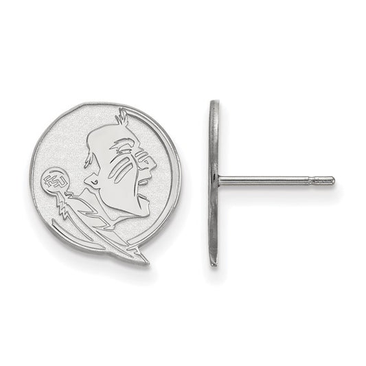 10kt White Gold LogoArt Florida State University Seminole Small Post Earrings