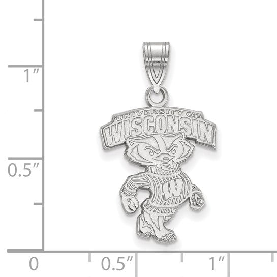 10kt White Gold LogoArt University of Wisconsin Large Pendant
