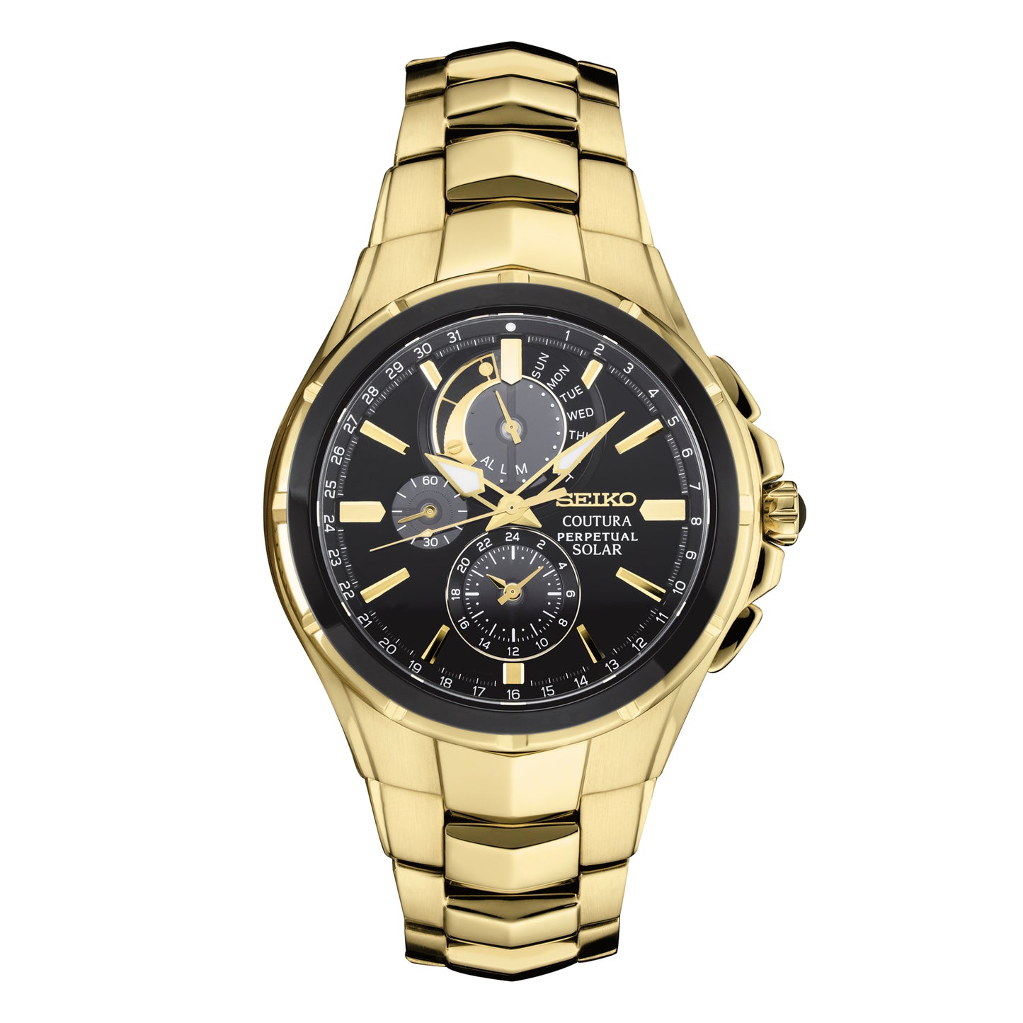 Seiko Men's Solar Chronograph Coutura Gold-Tone Stainless Steel Bracelet Watch 44mm SSC700