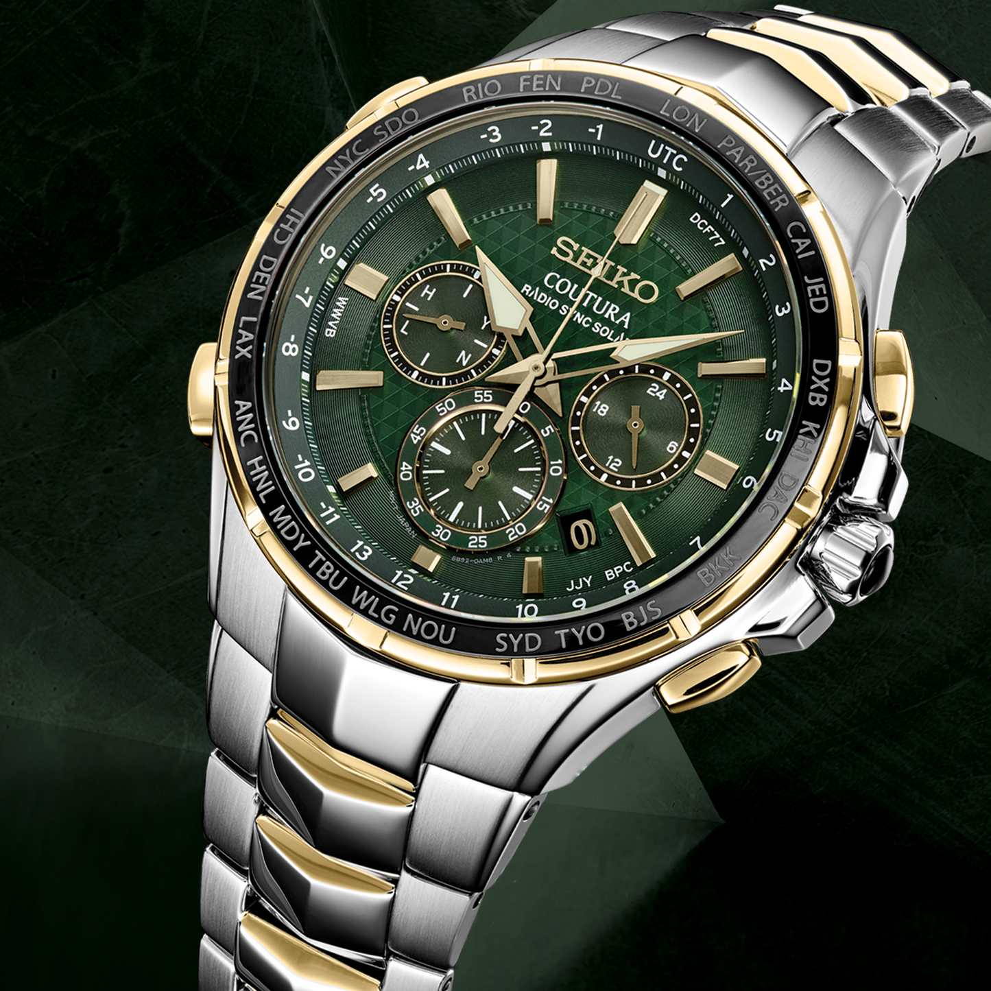 Mens Seiko Watch Coutura Radio Sync Solar Chronograph SSG022