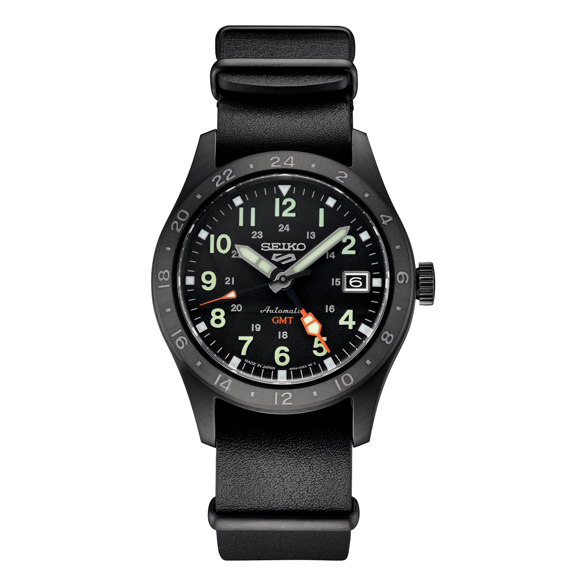 Seiko Men's SSK025 5 Sports Field GMT Watch, Black