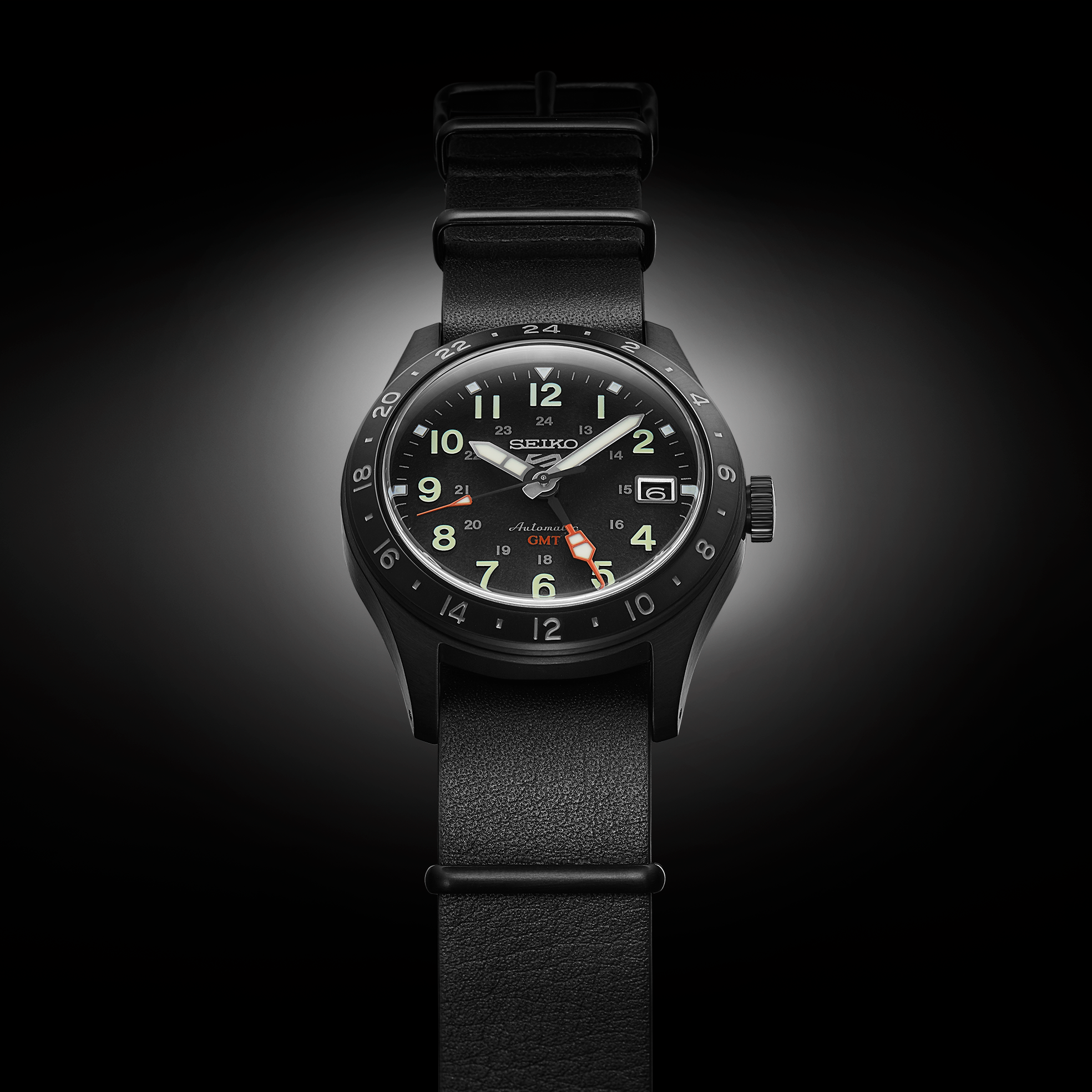 Seiko Men's SSK025 5 Sports Field GMT Watch, Black