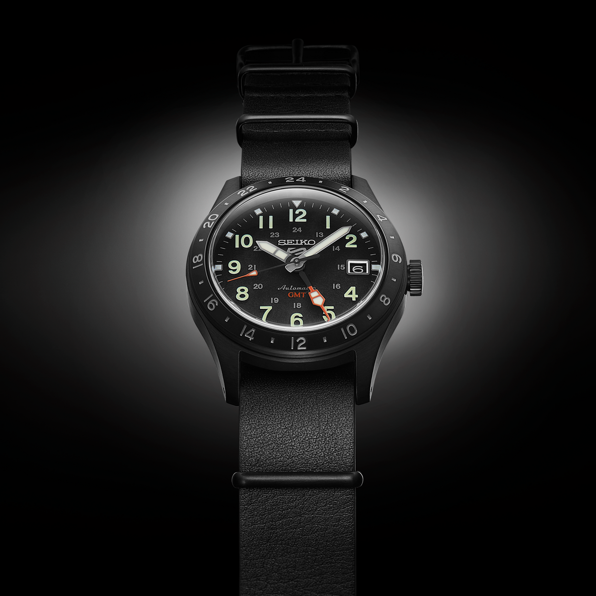 Seiko Men's SSK025 5 Sports Field GMT Watch, Black