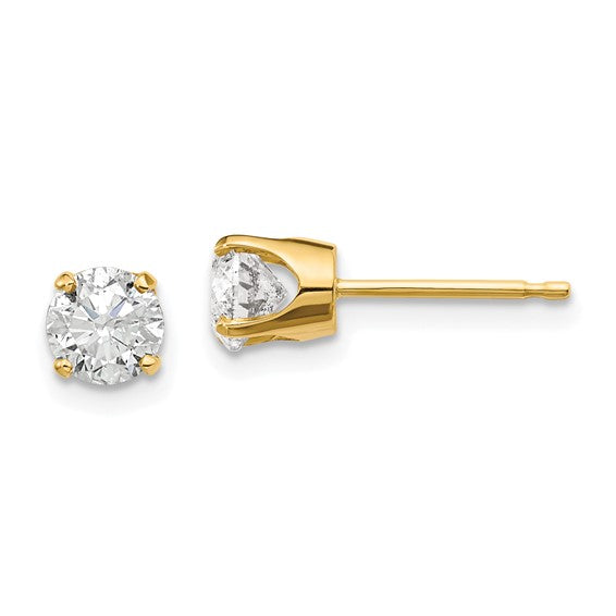 14kt Yellow Gold .95ct. I2 K-L Diamond Stud Push-on Post Earrings