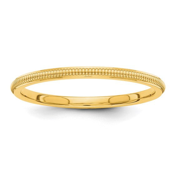 14kt Yellow Gold 1.5mm Milgrain Stackable Band Size 6.5