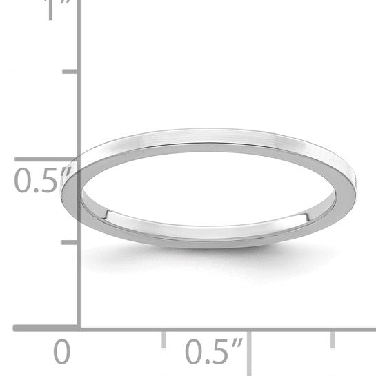 14KT White Gold 1.2mm Flat Polished Stackable Band Size 9
