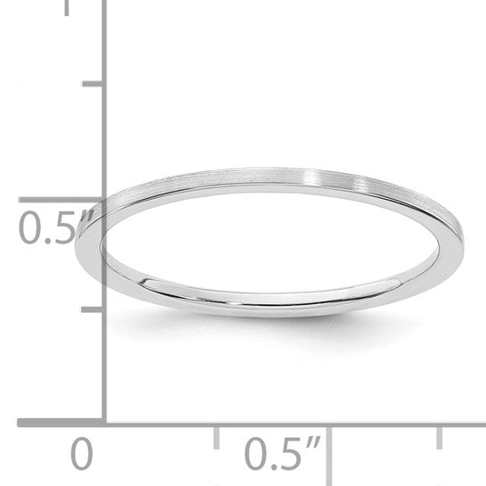 14KT White Gold 1.2mm Flat Satin Stackable Band Size 9.5