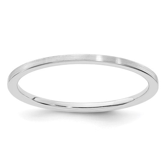 14KT White Gold 1.2mm Flat Satin Stackable Band Size 9.5